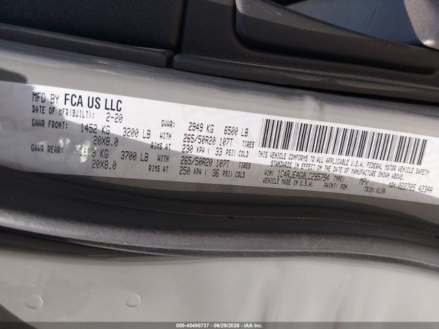 45495737 :رقم المزاد ، 1C4RJEAG0LC295794 vin ، 2020 Jeep Grand Cherokee Altitude 4x2 مزاد بيع