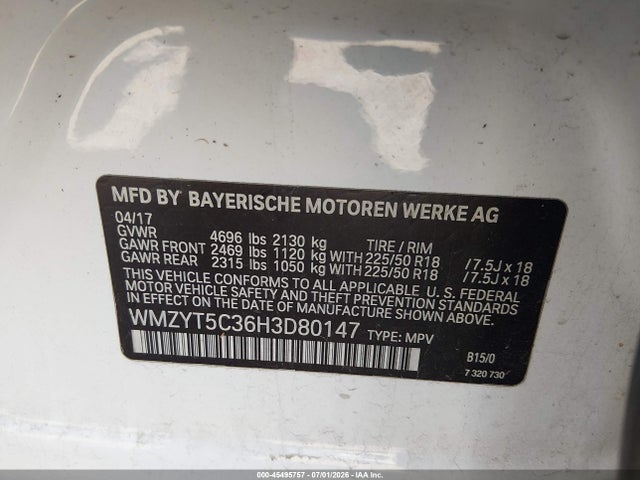 Aukcja sprzedaży 2017 Mini Countryman Cooper S, vin: WMZYT5C36H3D80147, numer aukcji: 45495757