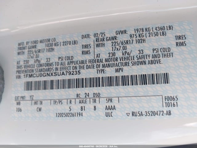 Ford Escape Active 2025 1FMCU0GNXSUA79235 Image 9