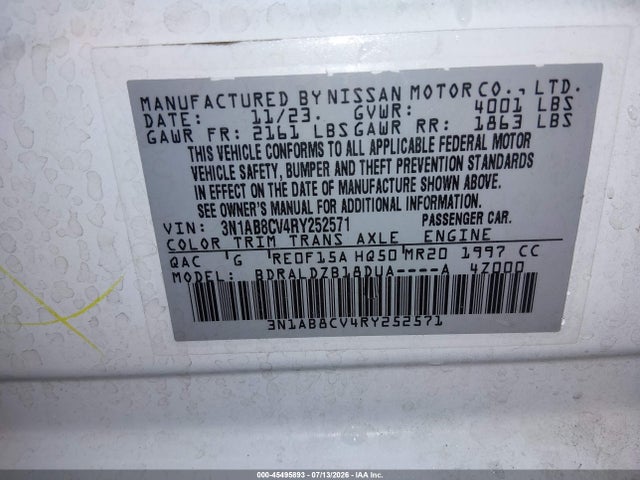 45495893 :رقم المزاد ، 3N1AB8CV4RY252571 vin ، 2024 Nissan Sentra Sv Xtronic Cvt مزاد بيع