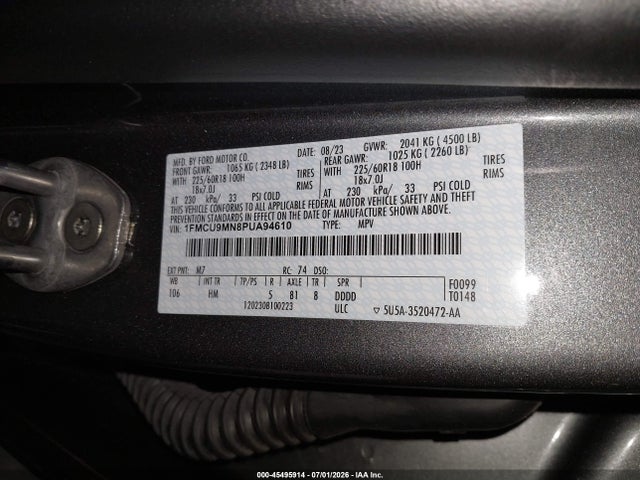 45495914 :رقم المزاد ، 1FMCU9MN8PUA94610 vin ، 2023 Ford Escape St-line مزاد بيع
