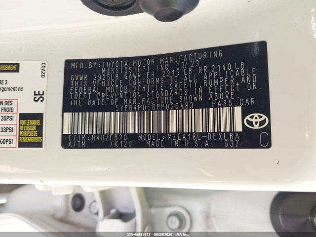Toyota COROLLA LE 2023 5YFB4MDE6PP026483 Image 8