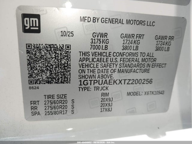 Продаж на аукціоні авто 2026 Gmc Sierra 1500 , Short Bed, Pro, 4wd, vin: 1GTPUAEKXTZ200256, номер лоту: 45495952