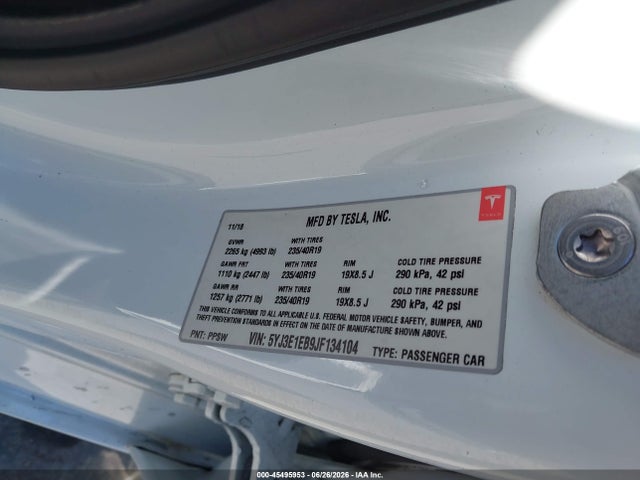 5YJ3E1EB9JF134104 Tesla Model 3 Long Range/performance