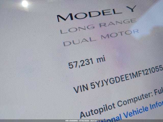 Продажа на аукционе авто 2021 Tesla Model Y Long Range Dual Motor All-wheel Drive, vin: 5YJYGDEE1MF121055, номер лота: 45495986