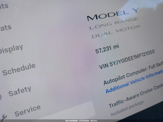 Продажа на аукционе авто 2021 Tesla Model Y Long Range Dual Motor All-wheel Drive, vin: 5YJYGDEE1MF121055, номер лота: 45495986