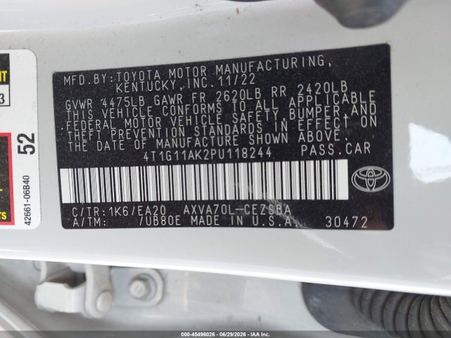 Toyota CAMRY SE 2023 4T1G11AK2PU118244 Image 9