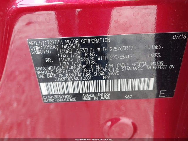 Toyota RAV4 LE 2016 JTMZFREV6GJ100011 Image 9