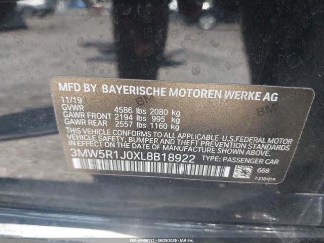 Продаж на аукціоні авто 2020 Bmw 330i, vin: 3MW5R1J0XL8B18922, номер лоту: 45496117