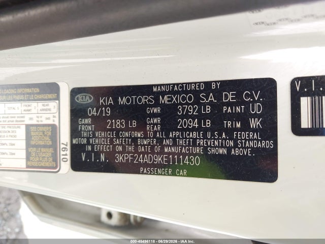 KIA Forte Lxs 2019 3KPF24AD9KE111430 Image 9