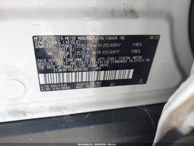 Toyota Rav4 Xle 2020 2T3W1RFV5LW096366 Image 9