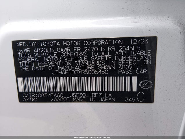 JTHAP1D2XR5005450 Lexus Is 500 F Sport Performance Premium