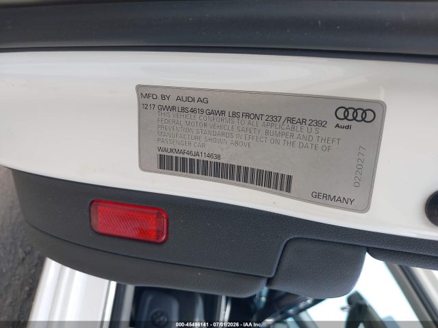 2018 Audi A4 2.0t Ultra Premium მანქანა იყიდება აუქციონზე, vin: WAUKMAF46JA114638, აუქციონის ნომერი: 45496141