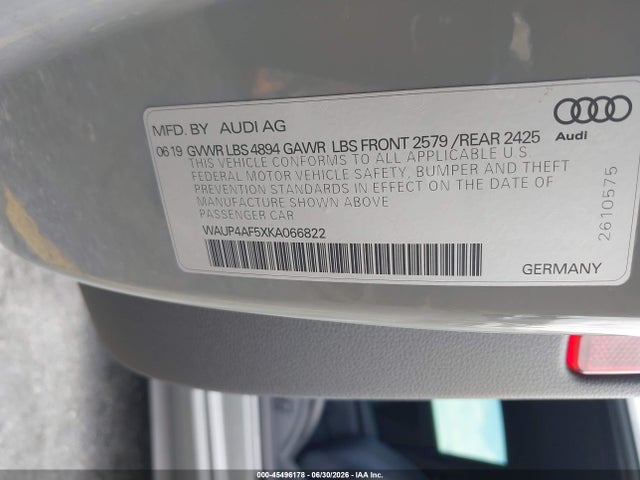 WAUP4AF5XKA066822 Audi S5 3.0t Premium