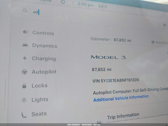 2022 Tesla Model 3 Rear-wheel Drive მანქანა იყიდება აუქციონზე, vin: 5YJ3E1EA8NF191309, აუქციონის ნომერი: 45496203