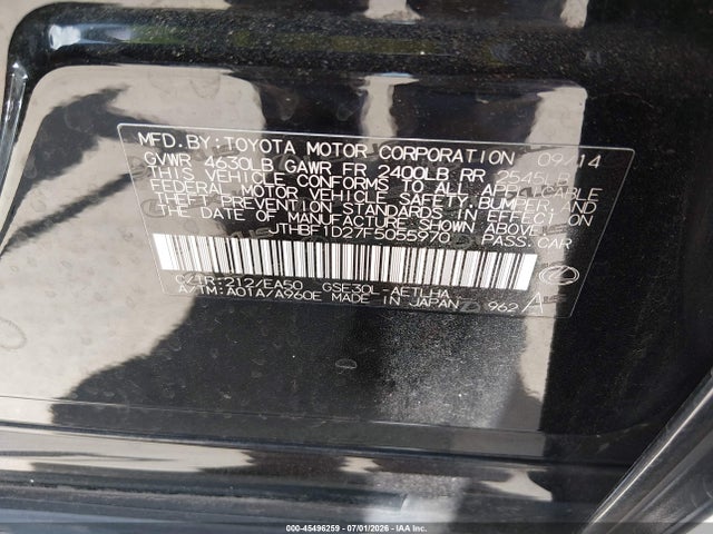 Lexus IS 250 2015 JTHBF1D27F5055970 Image 9