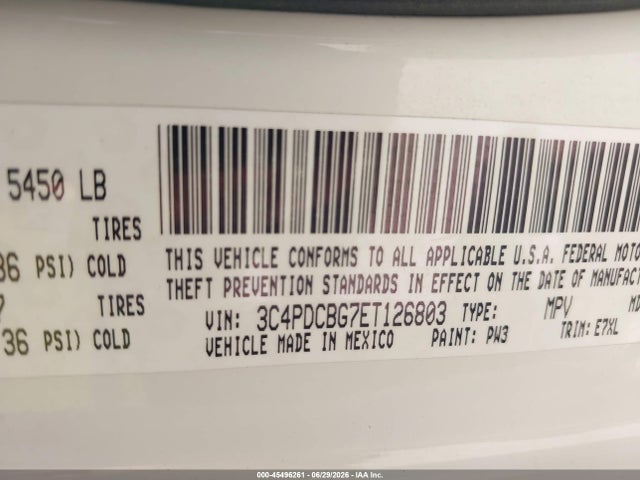 45496261 :رقم المزاد ، 3C4PDCBG7ET126803 vin ، 2014 Dodge Journey Sxt مزاد بيع