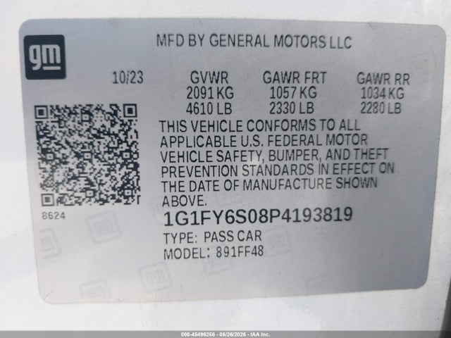1G1FY6S08P4193819 Chevrolet Bolt Euv Fwd Lt