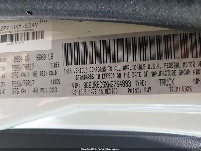 RAM 1500 2017 3C6JR6DGXHG764893 Image 9