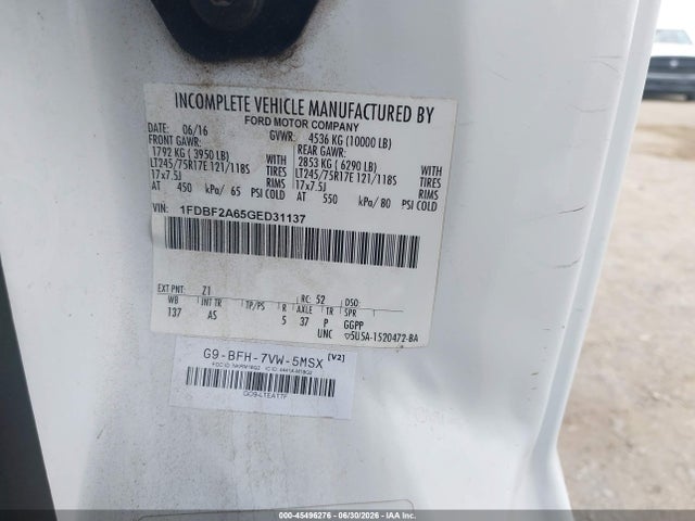 Ford F-250 Xl/xlt 2016 1FDBF2A65GED31137 Image 9