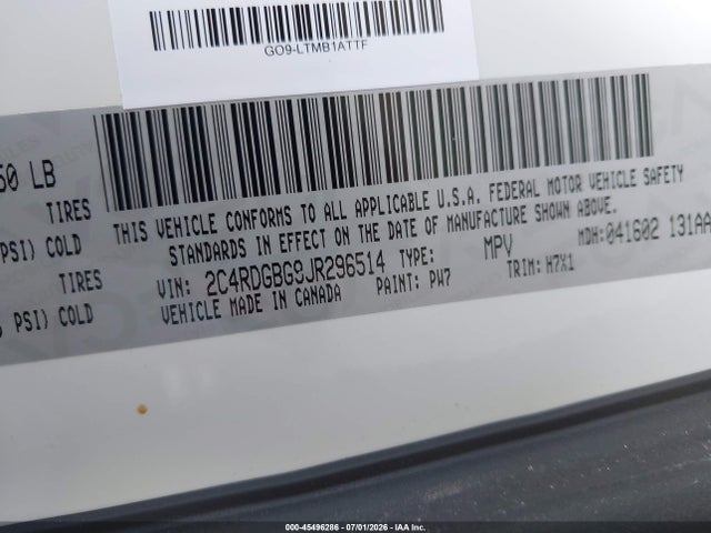Dodge Grand Caravan Se 2018 2C4RDGBG9JR296514 Image 9
