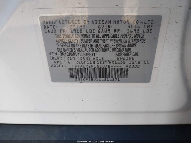 3N1CP5BV1LL516571 Nissan Kicks S Xtronic Cvt