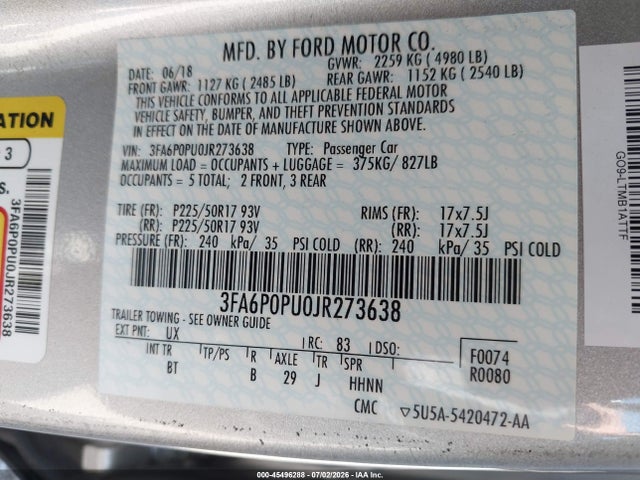 Ford Fusion Energi Se Luxury 2018 3FA6P0PU0JR273638 Image 9