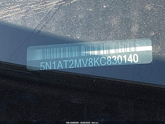 45496299 :رقم المزاد ، 5N1AT2MV8KC830140 vin ، 2019 Nissan Rogue S مزاد بيع