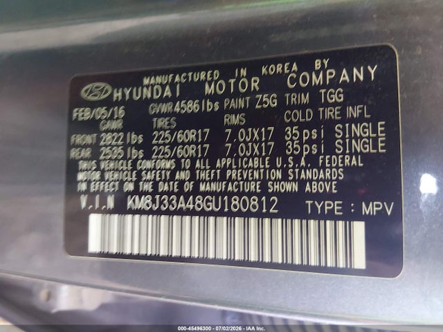 Hyundai TUCSON SE 2016 KM8J33A48GU180812 Image 9