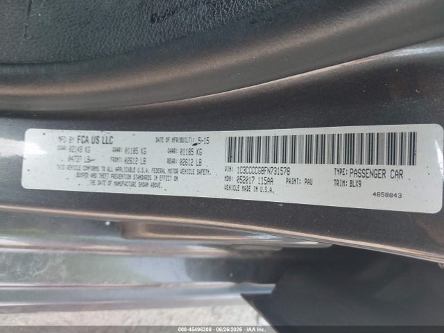 45496309 :رقم المزاد ، 1C3CCCCG8FN731578 vin ، 2015 Chrysler 200 C مزاد بيع