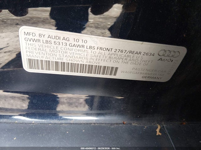 45496312 :رقم المزاد ، WAUFGAFB6BN035150 vin ، 2011 Audi A6 3.0 Premium مزاد بيع