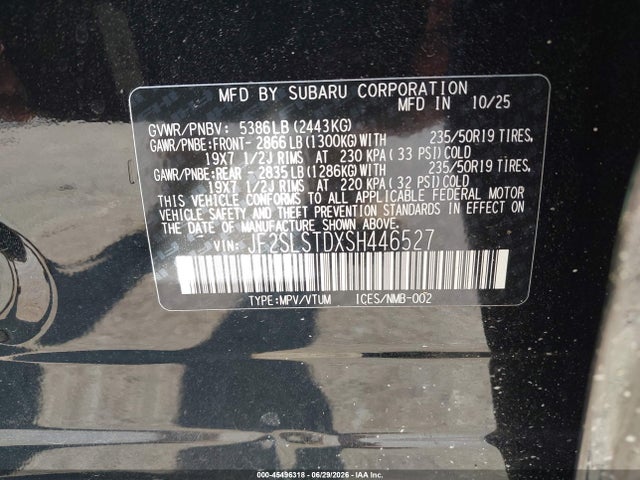 Продажа на аукционе авто 2025 Subaru Forester Touring Hybrid, vin: JF2SLSTDXSH446527, номер лота: 45496318