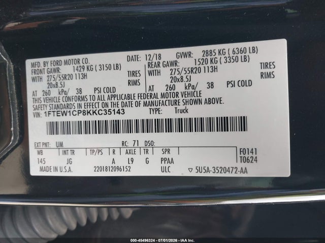 1FTEW1CP8KKC35143 Ford F-150 Lariat/xl/xlt