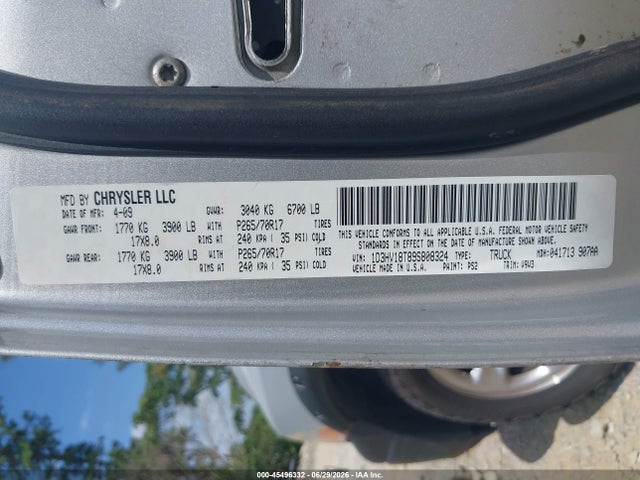 45496332 :رقم المزاد ، 1D3HV18T89S808324 vin ، 2009 Dodge Ram 1500 St مزاد بيع