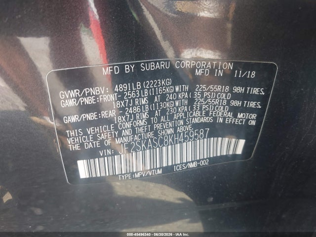 Продажа на аукционе авто 2019 Subaru Forester Limited, vin: JF2SKASC8KH459587, номер лота: 45496340