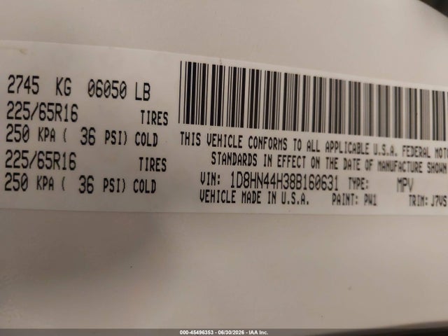 Продажа на аукционе авто 2008 Dodge Grand Caravan Se, vin: 1D8HN44H38B160631, номер лота: 45496353