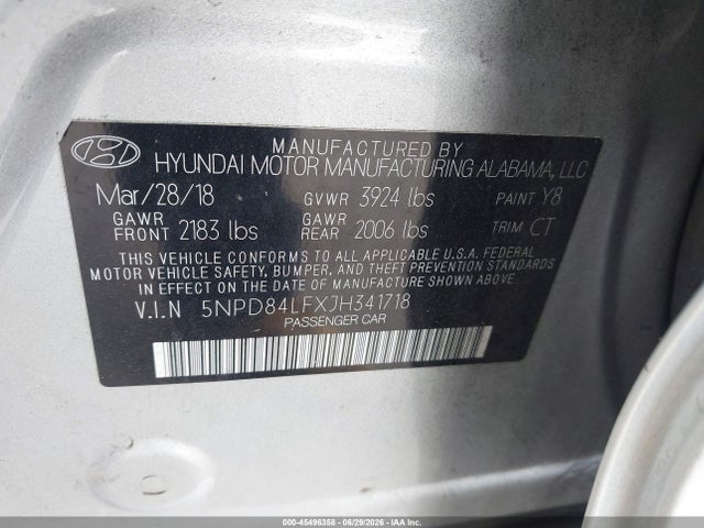 Hyundai Elantra Value Edition 2018 5NPD84LFXJH341718 Image 9