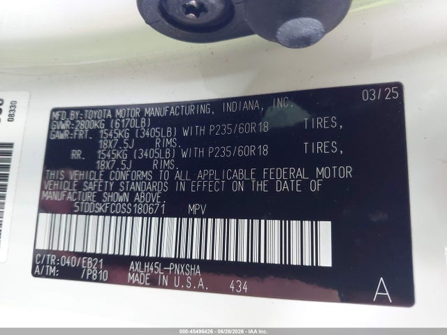 5TDDSKFC0SS180671 Toyota Sienna Xse
