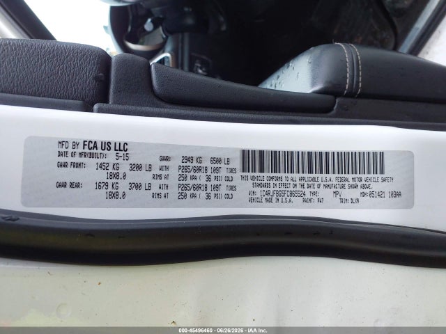 Продажа на аукционе авто 2015 Jeep Grand Cherokee Limited, vin: 1C4RJFBG5FC865524, номер лота: 45496460