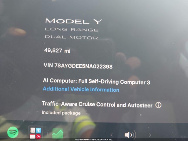 Продаж на аукціоні авто 2022 Tesla Model Y Long Range Dual Motor All-wheel Drive, vin: 7SAYGDEE5NA022398, номер лоту: 45496464