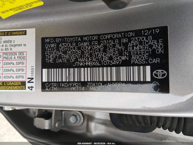Toyota C-HR LE 2020 JTNKHMBX6L1073497 Image 9