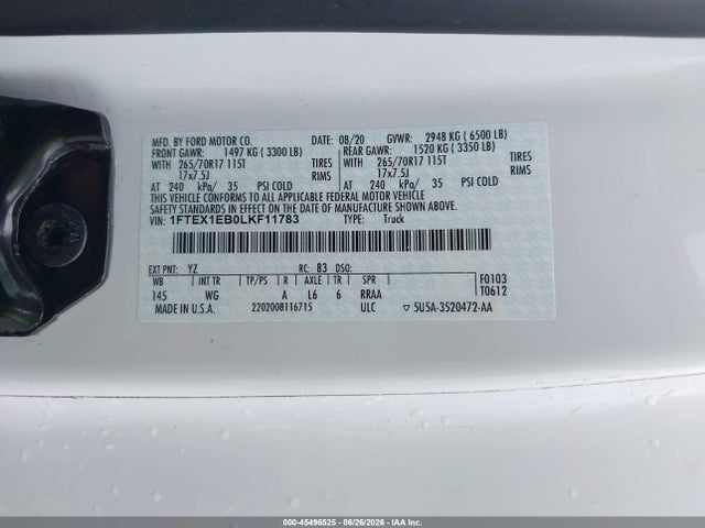 Ford F-150 Xl/xlt 2020 1FTEX1EB0LKF11783 Image 9
