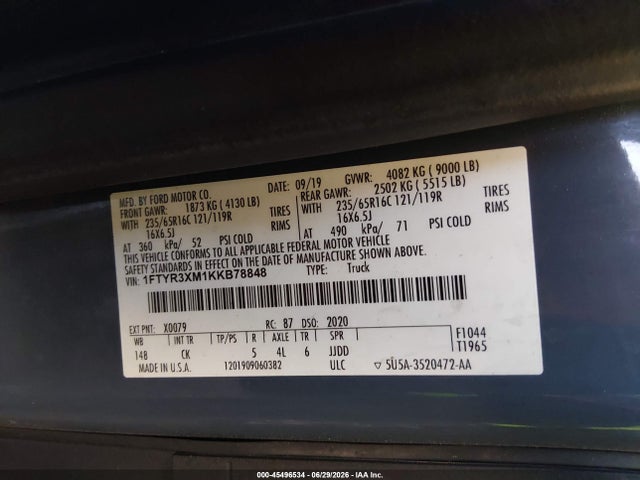 Ford Transit-250 2019 1FTYR3XM1KKB78848 Image 9