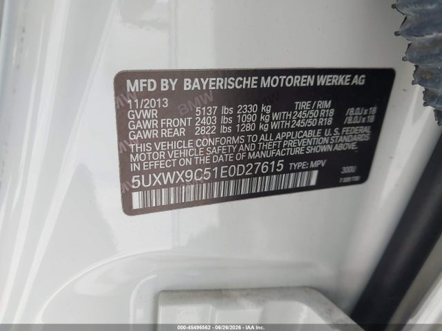 BMW X3 Xdrive28i 2014 5UXWX9C51E0D27615 Image 9
