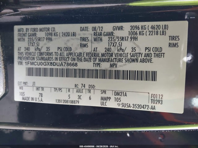 Продаж на аукціоні авто 2013 Ford Escape Se, vin: 1FMCU0GX8DUA78668, номер лоту: 45496566