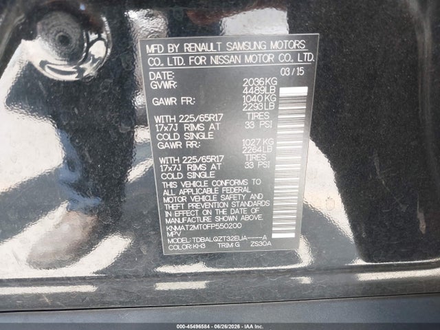Nissan ROGUE SV 2015 KNMAT2MT0FP550200 Image 9