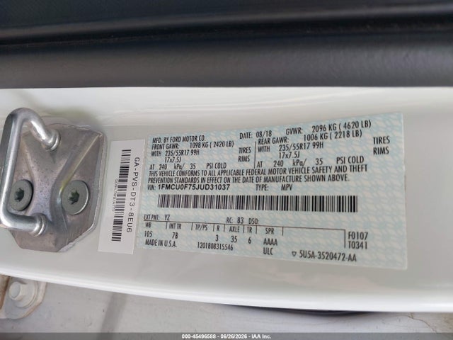 1FMCU0F75JUD31037 Ford ESCAPE S
