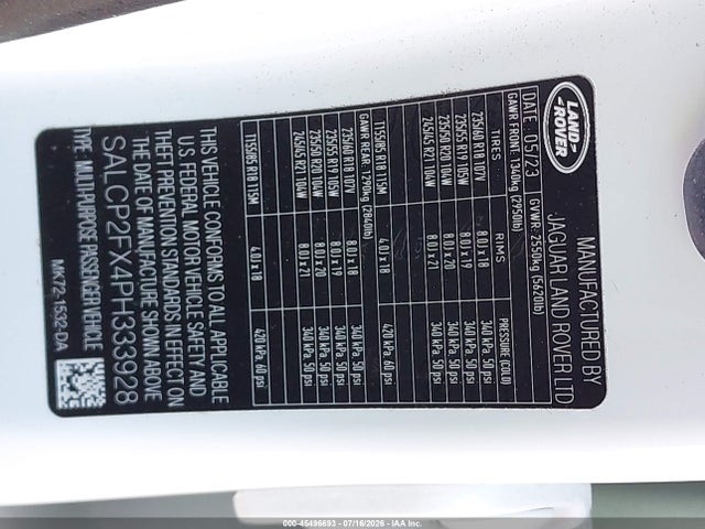 Продаж на аукціоні авто 2023 Land Rover Discovery Sport Se, vin: SALCP2FX4PH333928, номер лоту: 45496693