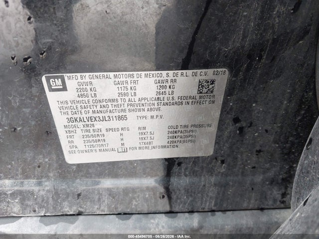 Продажа на аукционе авто 2018 Gmc Terrain Slt, vin: 3GKALVEX3JL311865, номер лота: 45496705
