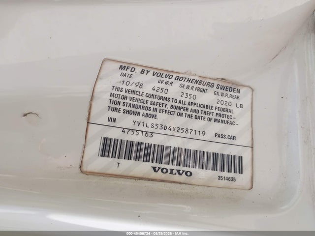 Auction sale of the 1999 Volvo S70 T5, vin: YV1LS53D4X2587119, lot number: 45496734
